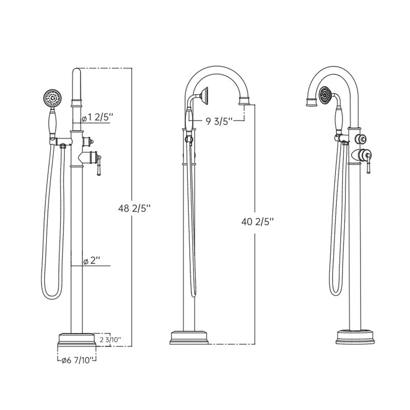 Freestanding Tub Faucet, 1 Handle Floor Mounted Waterfall Tub Filler with Diverter, Gold