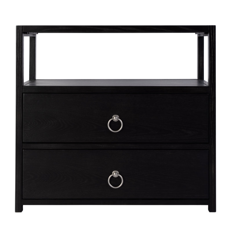Lark 2 Drawer Wide Nightstand, Black