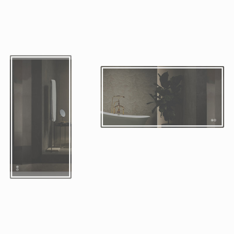 Jashayla Modern Frameless LED Light Bathroom Mirror Fog Free/Dimmable/Wall Mounted, 60" x 30", Rectangle