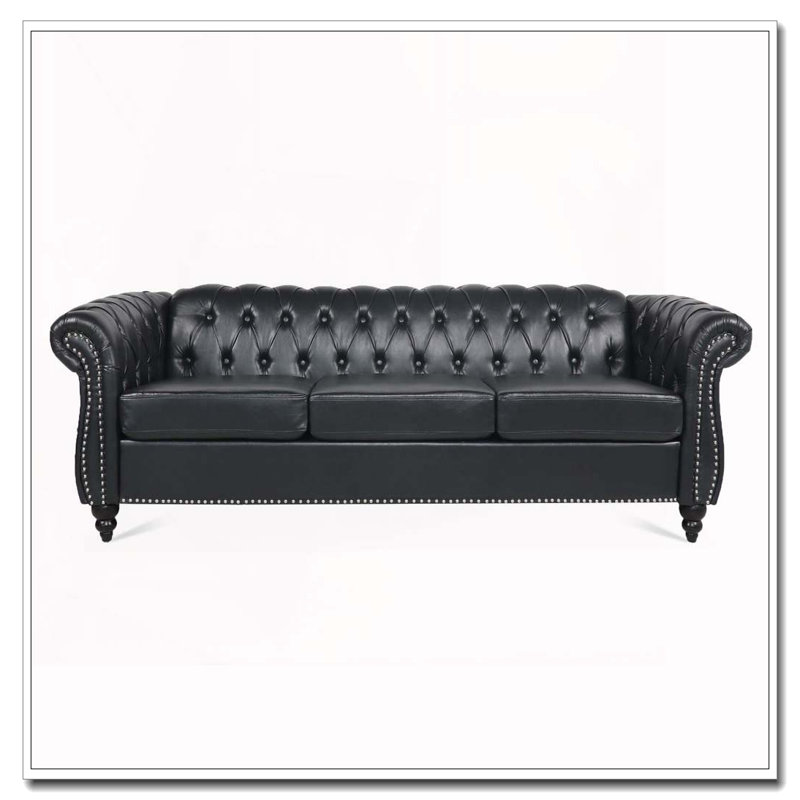 Canapé Chesterfield 84,65 po, Noir
