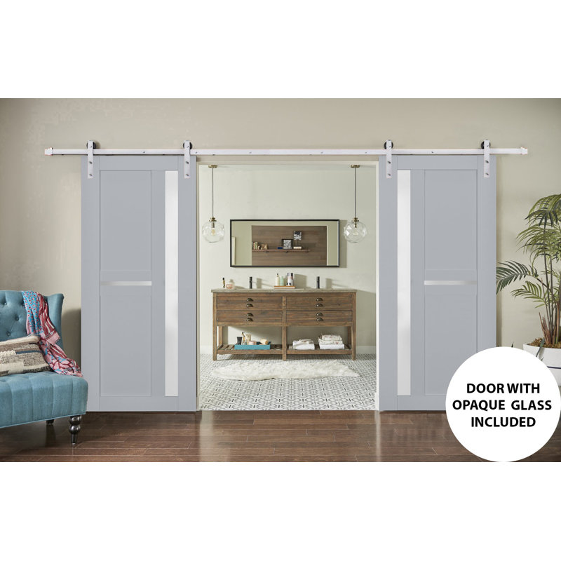 Portes de grange en bois givré Veregio, 64 po x 80 po, Gris