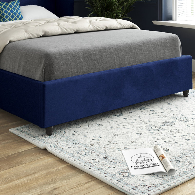 Anastasha Upholstered Bed, Small Double (4'), Blue