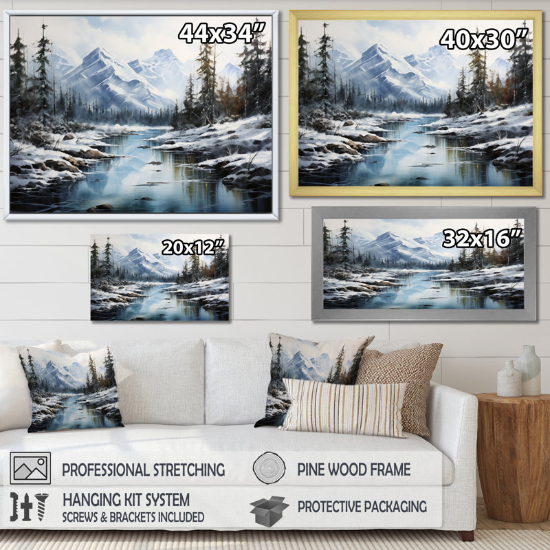 Canada Misty Mountain Majesty IV - Canada, art mural, H 34 po x l 44 po x P 1,5 po, Cadre simple noir