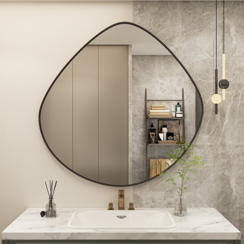 Asymmetrical Aluminum Alloy Bathroom Mirror, 36 po x 36 po