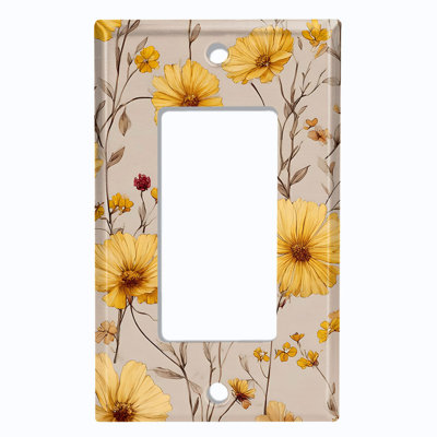 Couvercle de plaque d'interrupteur en métal; Chaise berçante GFI 1 taille US - Wildflowers