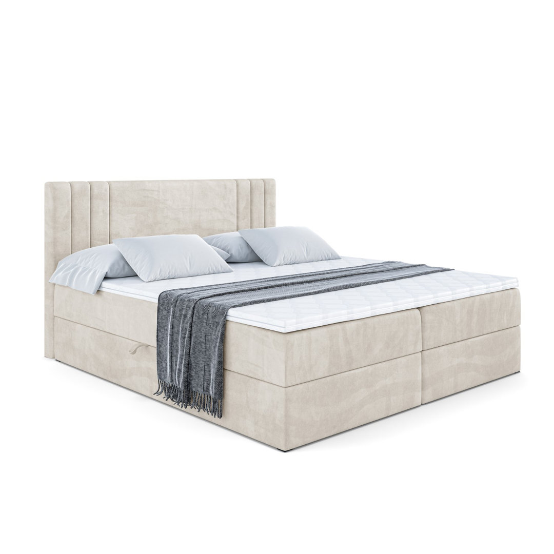 Boxspringbett Ridgely mit H4 Multipocket-Matratze, Bettkasten und Topper