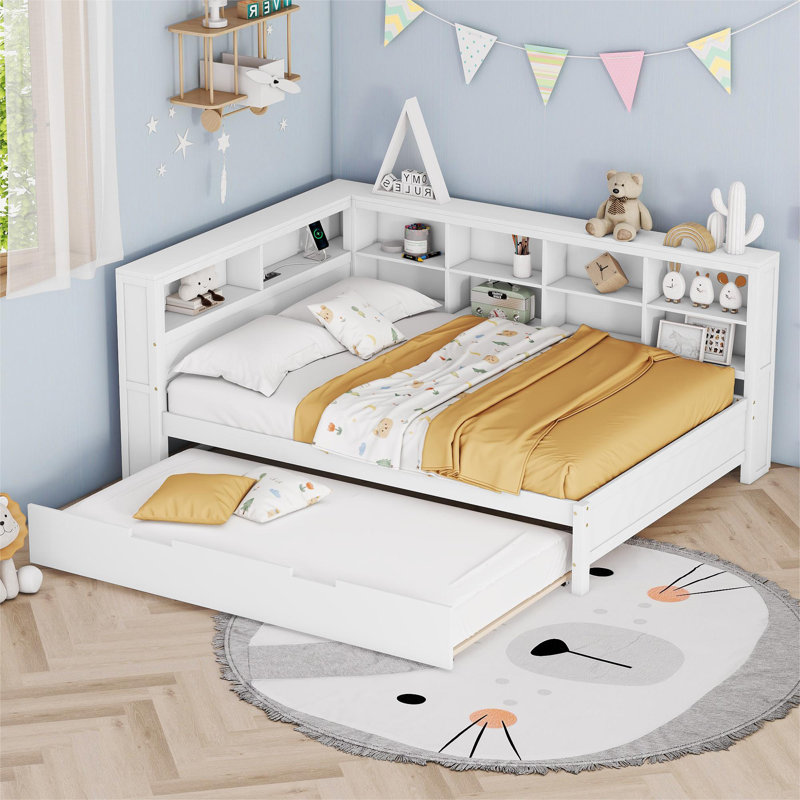 Castaneda Upholstered Daybed with Trundle Bed, White