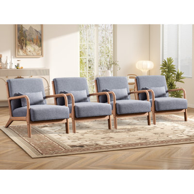 Chaise d'appoint rembourrée de 25,78 po de largeur Mid-Century avec coussin supplémentaire Cashel (ensemble de 4)