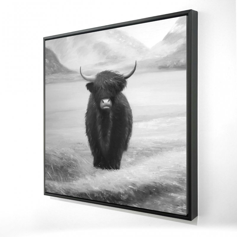 " Monochrome highland cow " Print