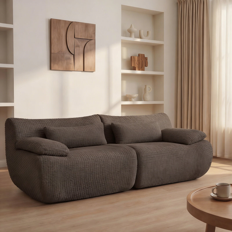 Canapé modulaire moderne et modulaire, canapé désossé en nuage pour le salon, mousse haute densité, tissu en velours côtelé, coussin lombaire, accoudoir large, canapé désossé