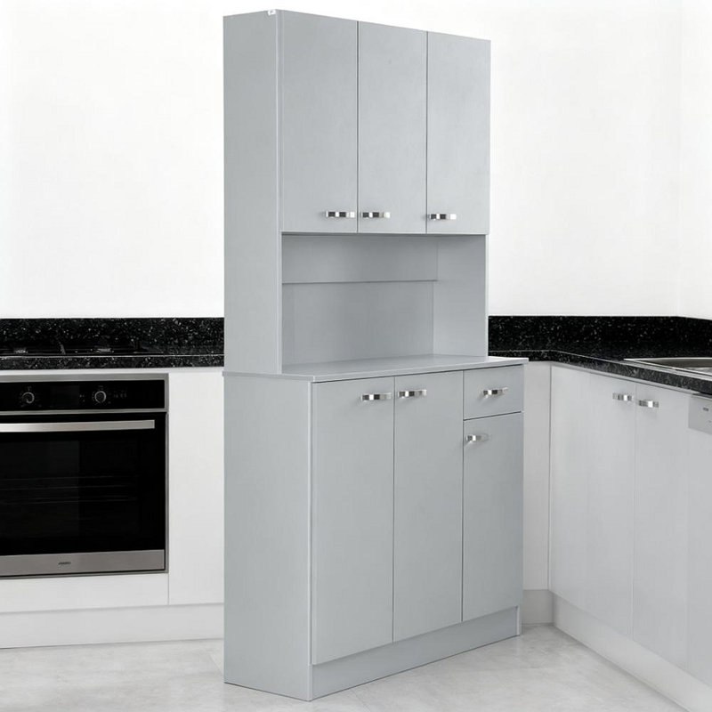 Grand garde-manger avec micro-ondes, Gris