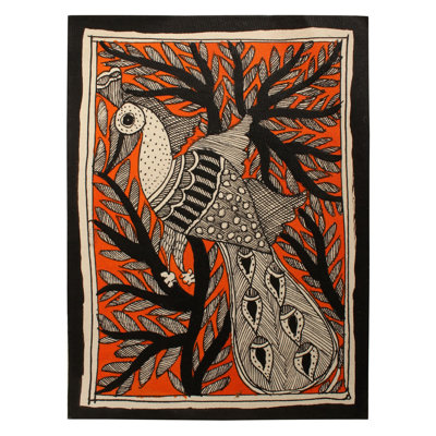 Magnifique paon | Peinture Madhubani | Décoration murale