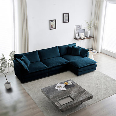 Contemporary Free Combination Comfy Upholstery Modular Oversized L Shaped Sectional Sofa With Reversible Ottoman