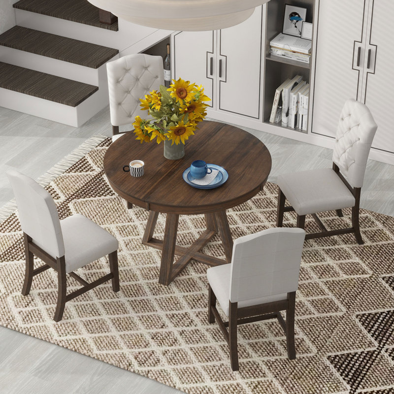 Abbra Round 58'' L Dining Set, Walnut