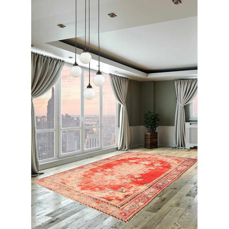 Moskvin One-of-a-Kind 7'2" X 11'10" 1990s Wool Area Rug in Red