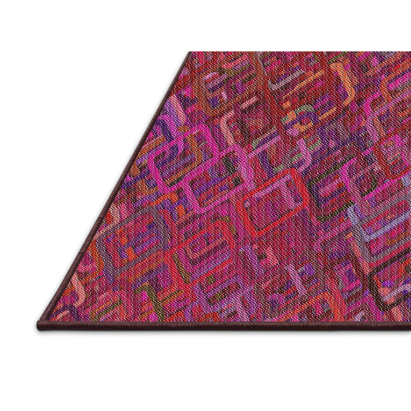 Tapis décoratif rose/rouge à motifs Siskiyou, Rectangle 6 pi x 9 pi
