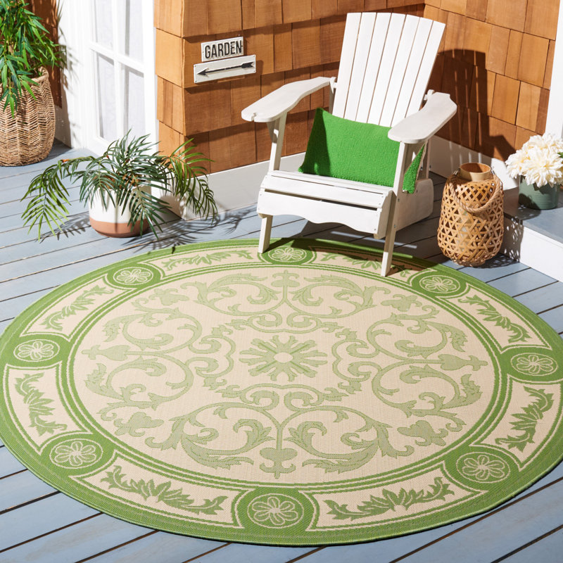 Herefordshire Performance Oriental Indoor/Outdoor Area Rug, Round 6'7"