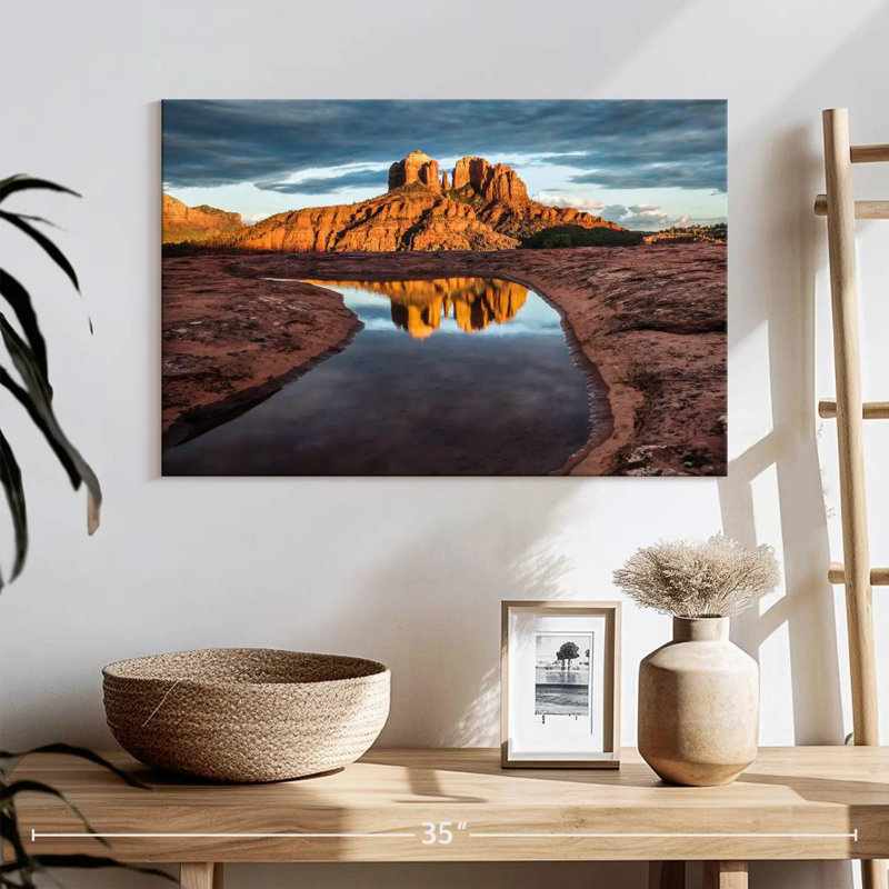 Roches de la cathédrale Lynelle au coucher du soleil à Sedona, Arizona, H 16 po x l 24 po