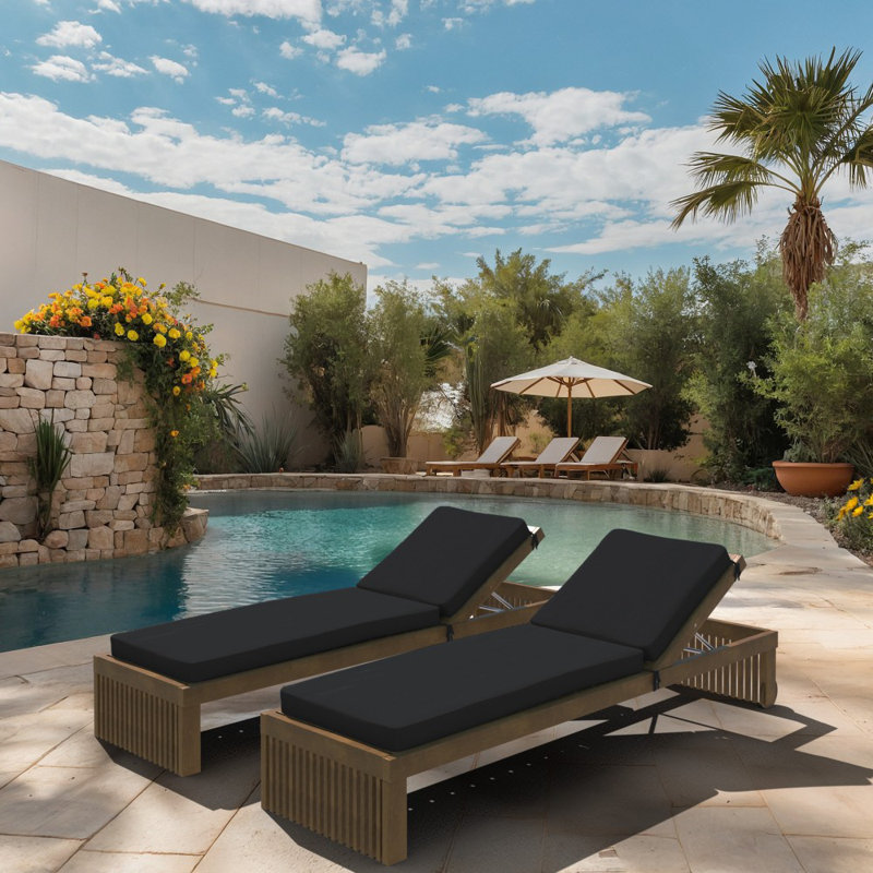  Chaise Lounge Cushion, 24 X 78 X 3.5", Premium Memory Foam Core With Boxed Edge, Solstice Olefin Fabric, Patio Cushion For Chaise Lounges
