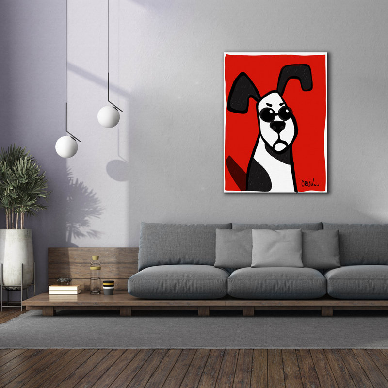 «Dog on Red» par Irena Orlov, art mural sur toile, H 54 po x l 40 po x P 1,5 po
