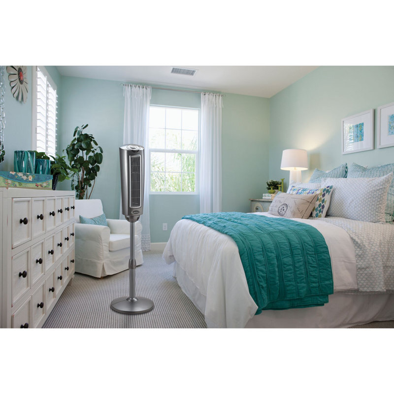 Lasko 52" Gray Adjustable Oscillating Pedestal Fan with Remote