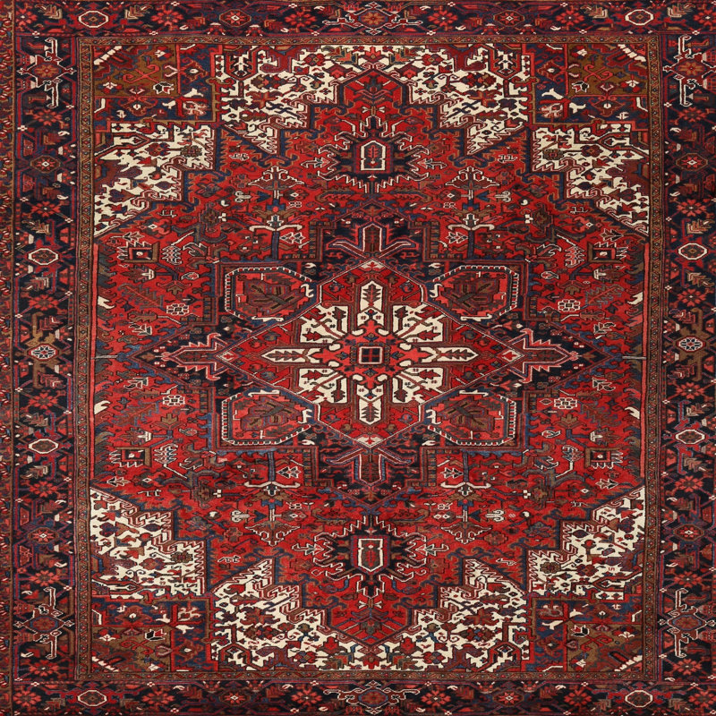 Tapis oriental rouge / rose Isma, Carré 7 pi