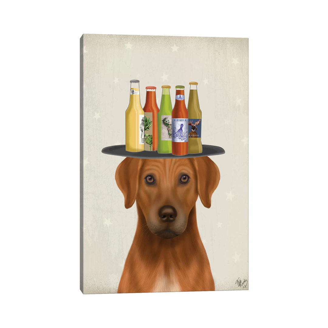 Rhodesian Ridgeback Beer Lover by Fab Funky - Wrapped Canvas Gallery-Wrapped Canvas Giclée
