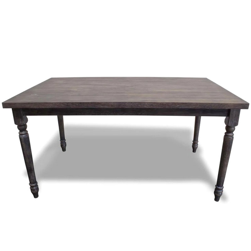 Table de salle à manger rectangulaire de 59 pouces de style transitionnel en placage gris patiné, design rustique, 6 places, quatre pieds, assemblage requis avec finition