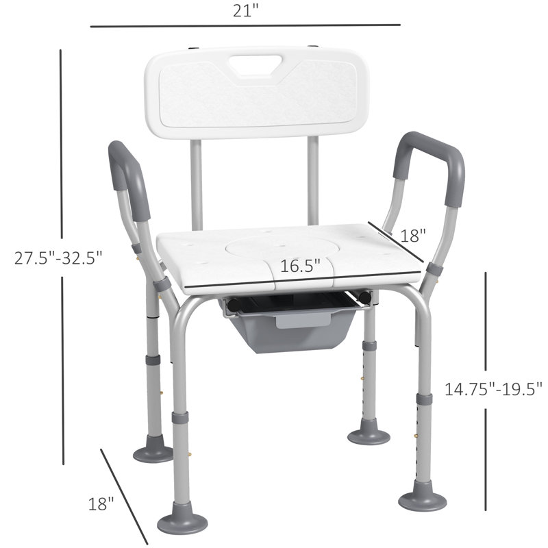 Siège de douche blanc avec - 31 et chaise de toilette, baignoire réglable pour personnes âgées handicapées, 31, hauteur, très large