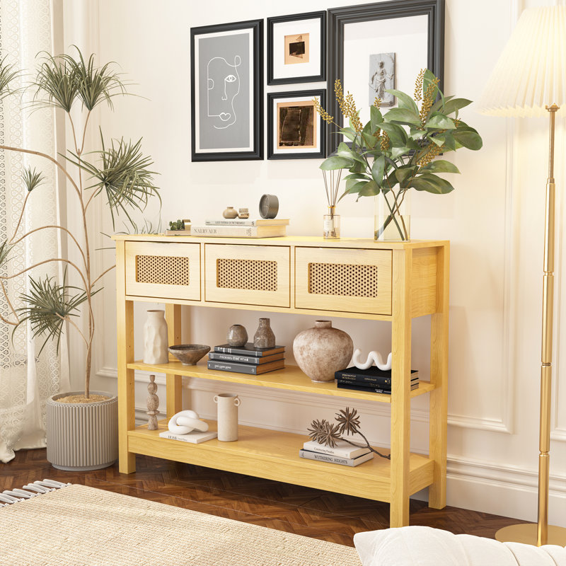 43.3'' Console Table, Natural Wood