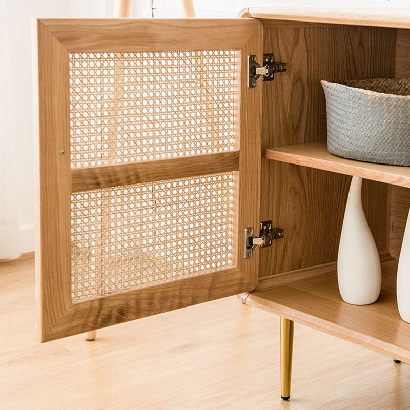 Buffet en rotin simple en bois massif, H 30,71 po x l 47,24 po x P 17,71 po