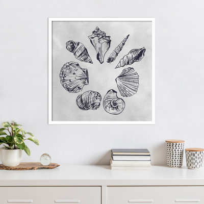 «Ocean Seashells II» par Melissa Wang, reproduction d'art encadrée sur bois