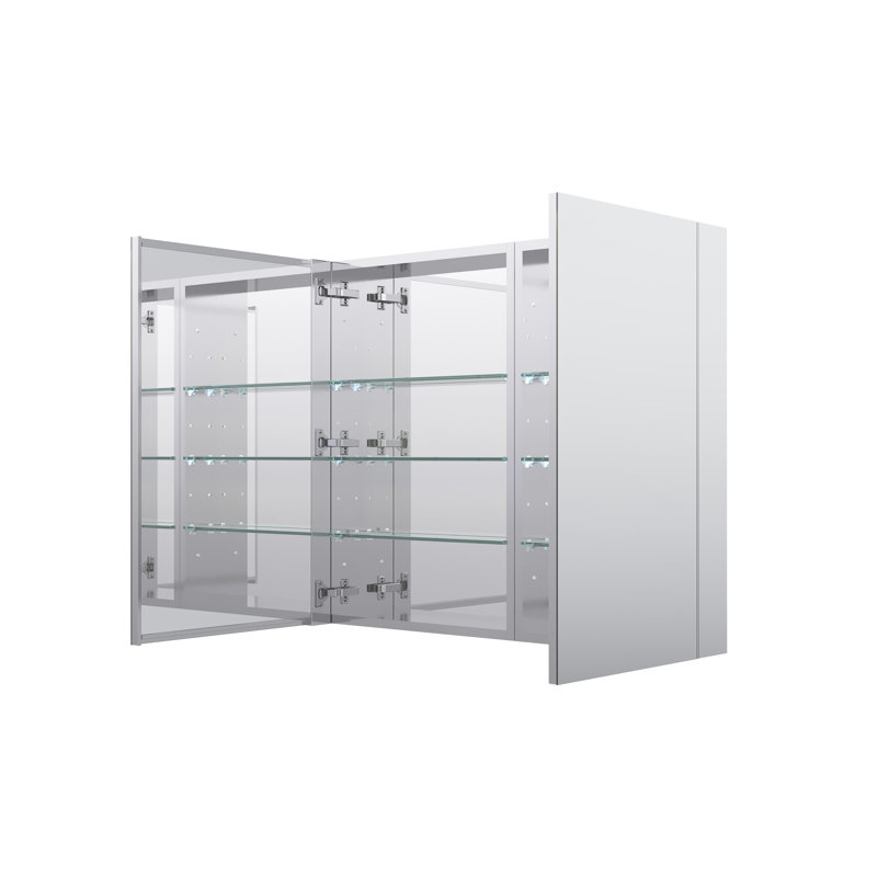 Armoire à pharmacie encastrée ou murale en aluminium de 91,4 cm (L) x 76,2 cm (H) avec tablettes en verre ajustables