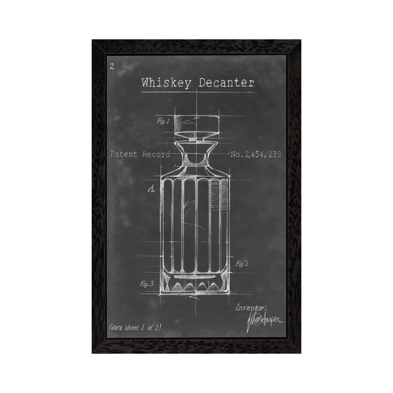 Barware Blueprint VII by Ethan Harper - Print on Canvas, 101.6 cm H x 66.04 cm W, Black Framed