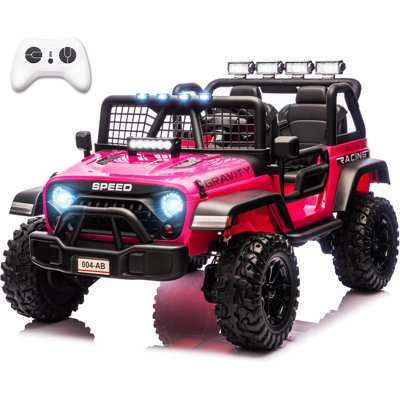 24 Volt Ride On Toys With Remote Control，Electric Ride On Truck Car With Shock Absorber, Led Lights, Bluetooth Music Player, Eva Tires