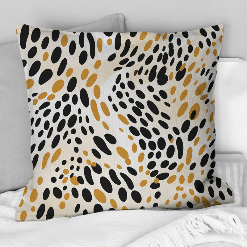 Imprimé de guépard beige et noir Simplicity - Coussin abstrait, H 16 po x l 16 po