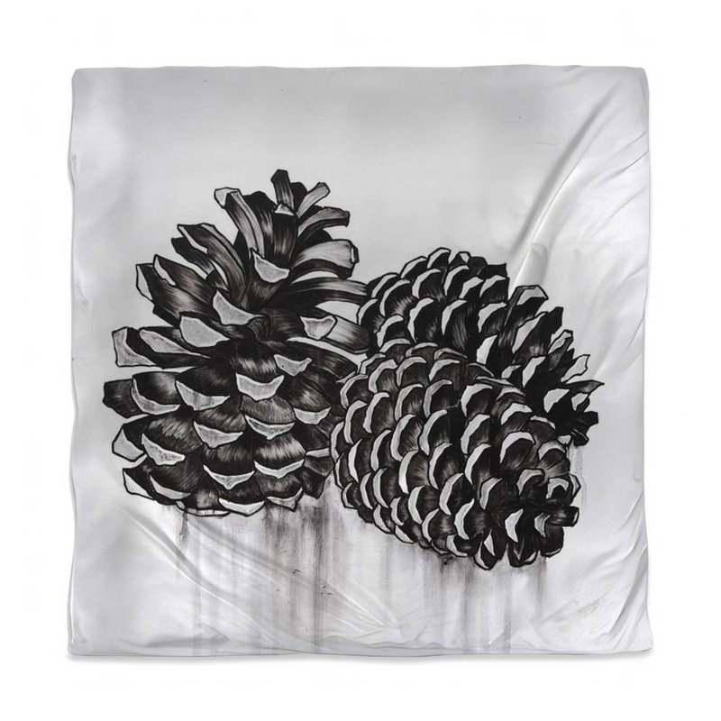 Trees Gray Bedroom Duvet Cover | Three Small Pine Cones Decor