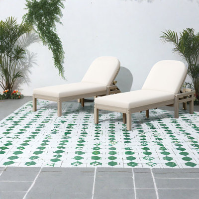 Adjustable Acacia Wood Patio Chaise Lounges, Modern Style For Backyard And Poolside