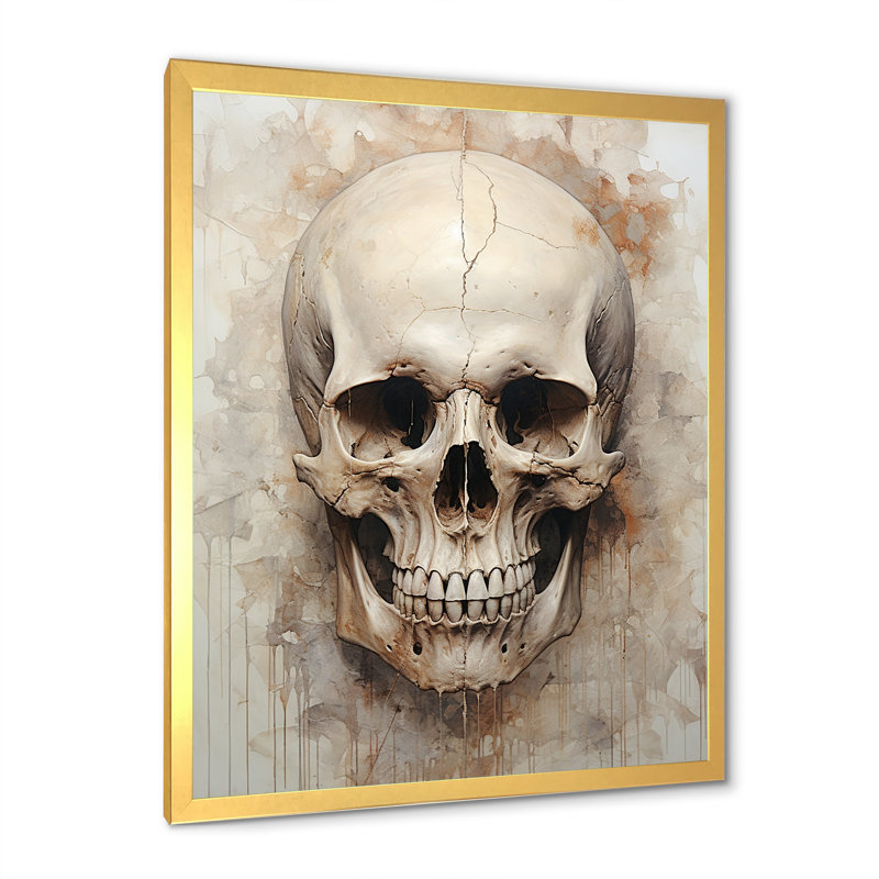 Crânes résonnants II sur toile, H 32 po x l 16 po x P 1 po, Cadre doré simple