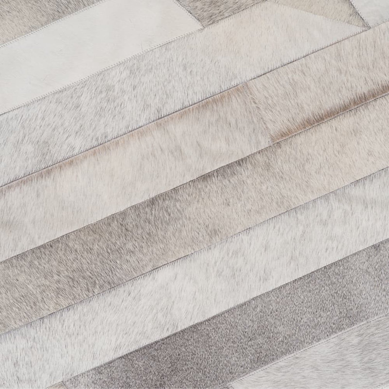 Tapis intérieur / extérieur en cuir de vache gris Vamos, Rectangle 6 pi 7 po x 9 pi 8 po