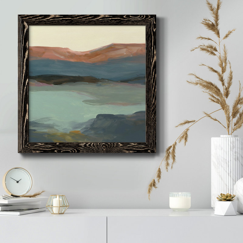 Coastal Coral I - peinture sur toile encadrée, Cadre noir, H 35,5 po x l 35,5 po x P 1,5 po