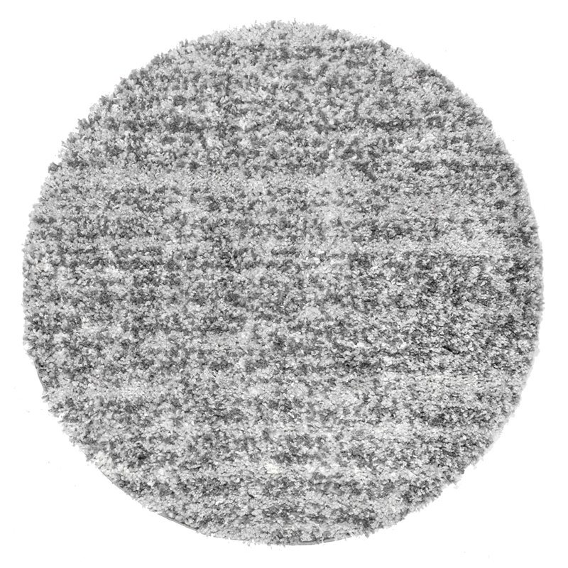 Kinard Shag Tasseled Power Loom Performance Gray Rug, Round 4'