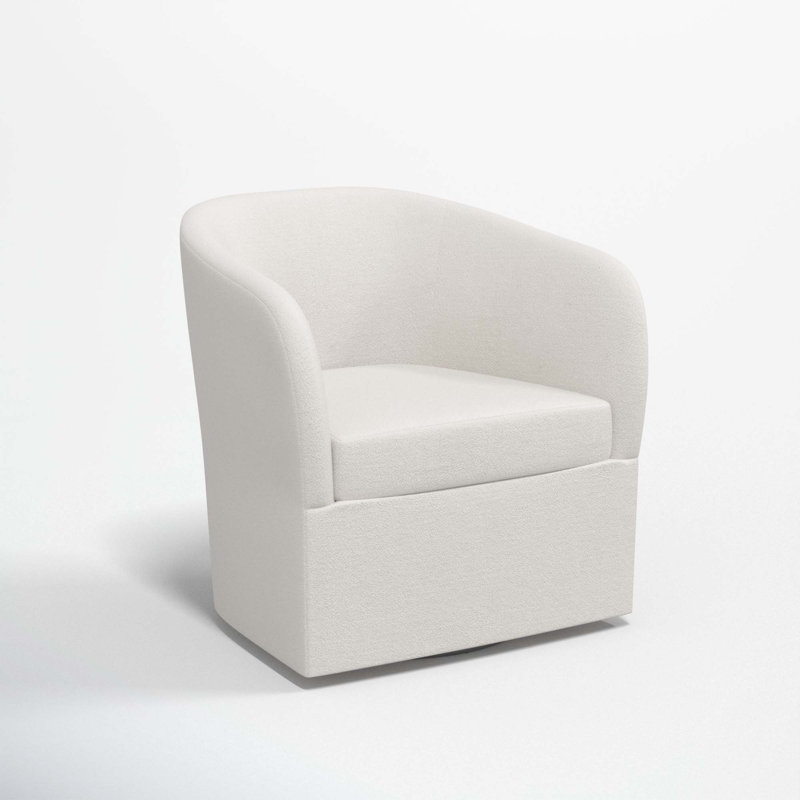 Lesia Upholstered Swivel Barrel Chair, Bella Light Gray Performance Velvet