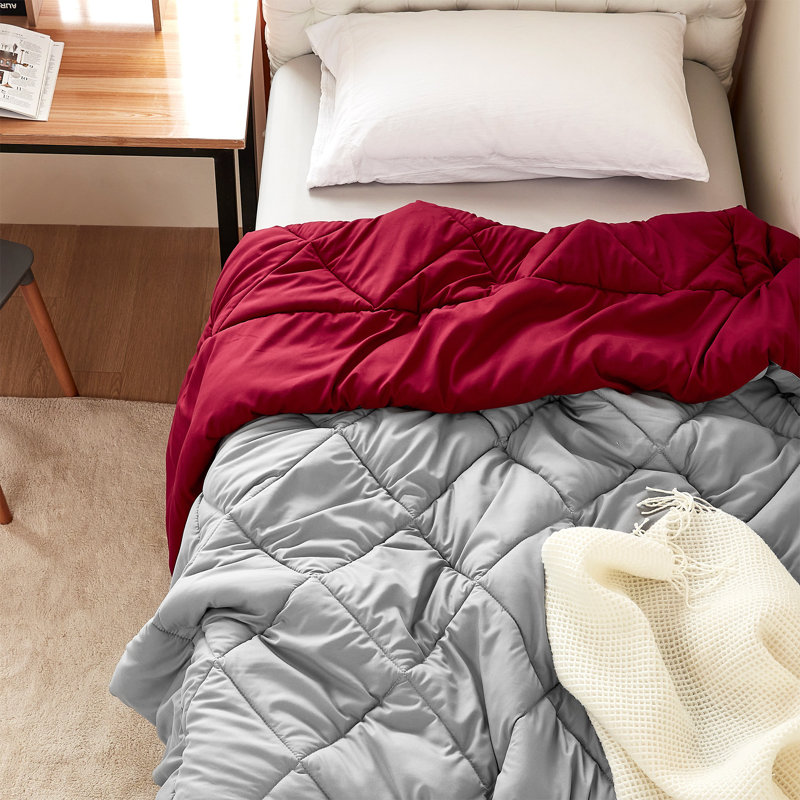  Édredon réversible surdimensionné en microfibre surdimensionné, Gris et rouge