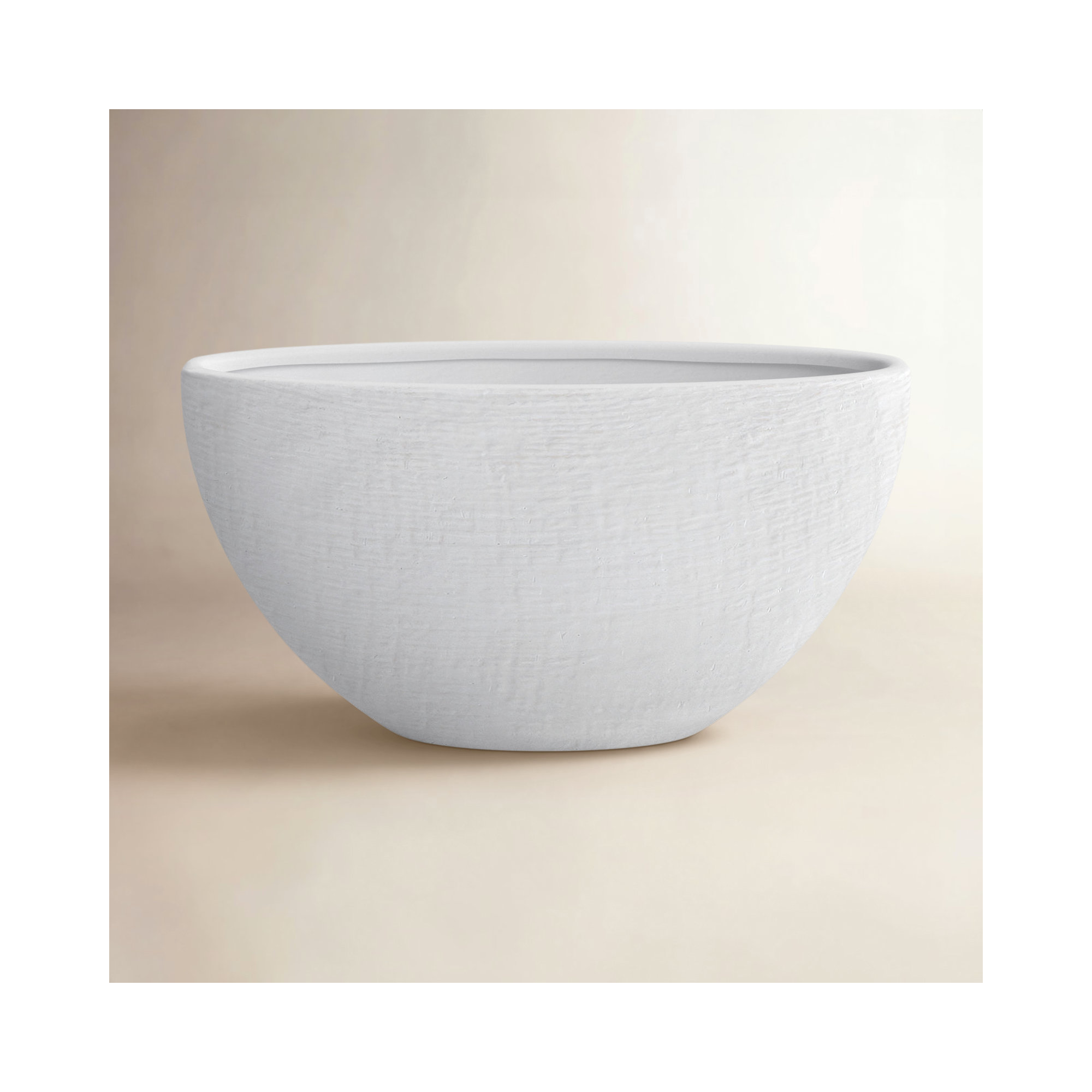 Handmade Ceramic Pot Planter, 5.75" H x 10.5" W x 2.5" D, White