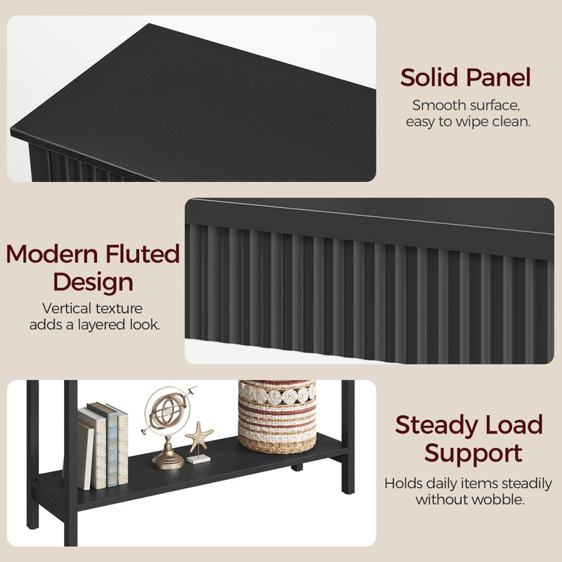 47.2"W Modern Fluted Console Table with Open Storage Shelf,Narrow Console Table Hallway Foyer Table