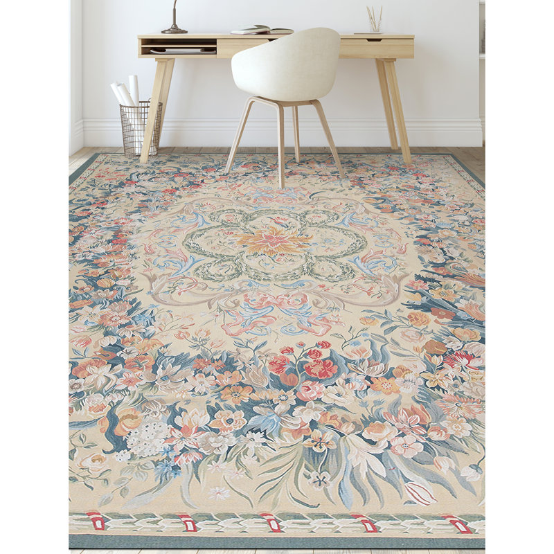 Hand-Knotted High-Quality Beige and Blue Area Rug