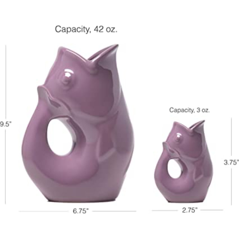Gurgle Pot Pitcher - 4 PC Collection - 1 Extra Large, 1 Small And 1 Salt & Pepper Shaker Set, Lavendar
