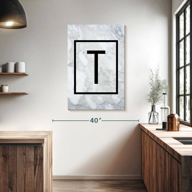 Marble T Monogram, 39" H x 26" W
