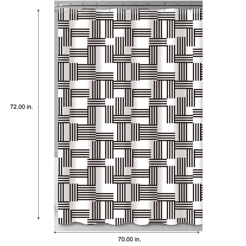 Standard Black and White Vinyl Tub Curtain with Non-Rusting Finish